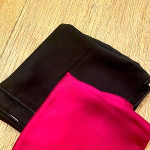 Silk pocket square set- Black and Cranberry